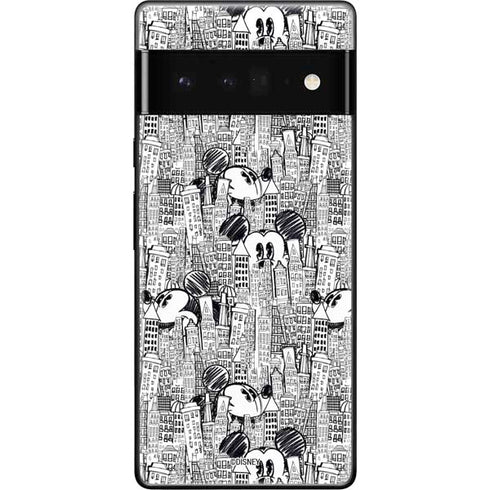 Disney Mickey Mouse Cityscape Sketch Google Pixel 6 Pro Skin